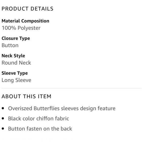 WHY DRESS Black chiffon butterfly sleeve dress SzL - Picture 15 of 15